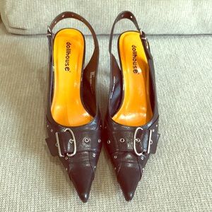 Gently worn leather sling backs